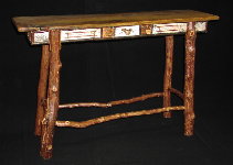 Custom Rustic Furniture - Sofa Table With Birch and Red Cedar Legs Legs